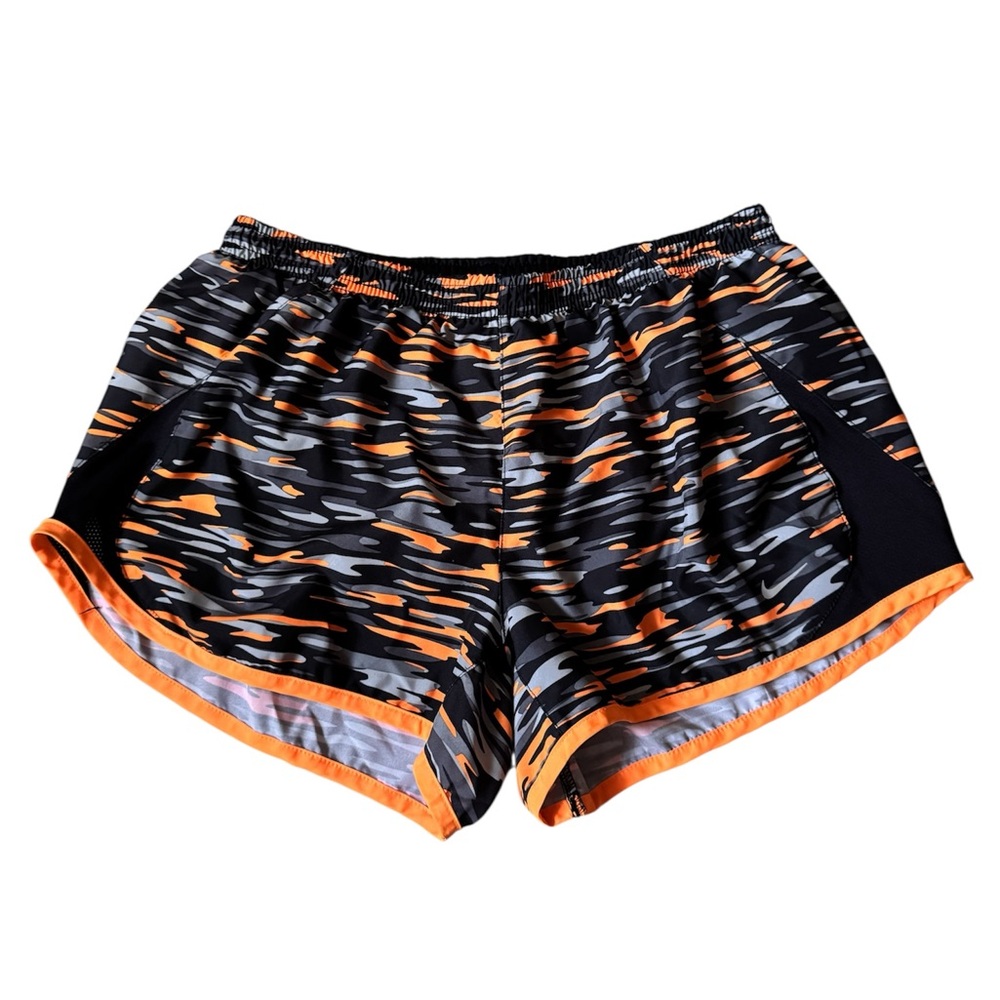 Nike Dri-Fit Running Tempo Shorts With Liner Grey Camo Camouflage Black Orange